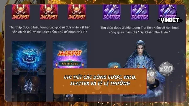 Chi tiết các dòng cược, Wild, Scatter và tỷ lệ thưởng